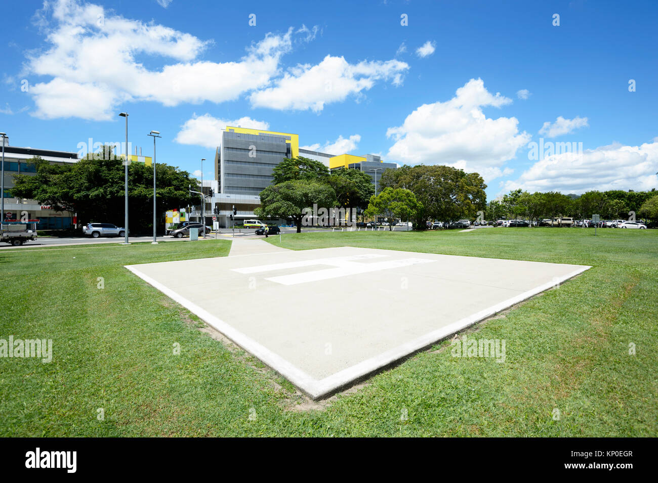 Helipad in front of Cairns Hospital, Far North Queensland, FNQ, QLD, Australia Stock Photo