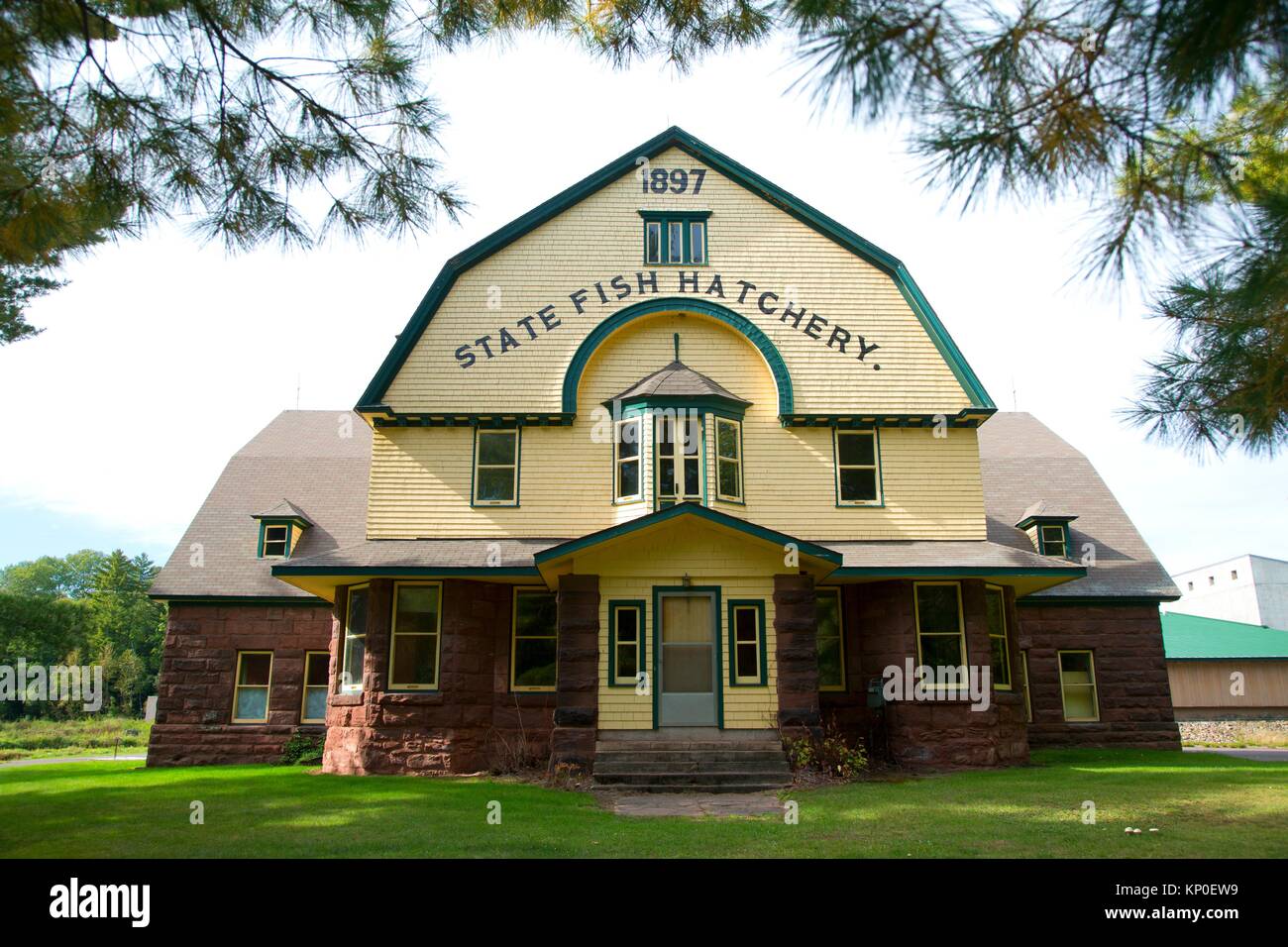 Main building, Les Voigt State Fish Hatchery, Bayview, Wisconsin Stock
