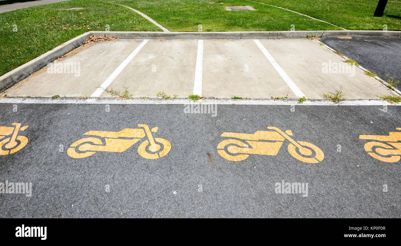 Parking spaces reserved for motorbikes, Far North Queensland, FNQ, QLD, Australia Stock Photo