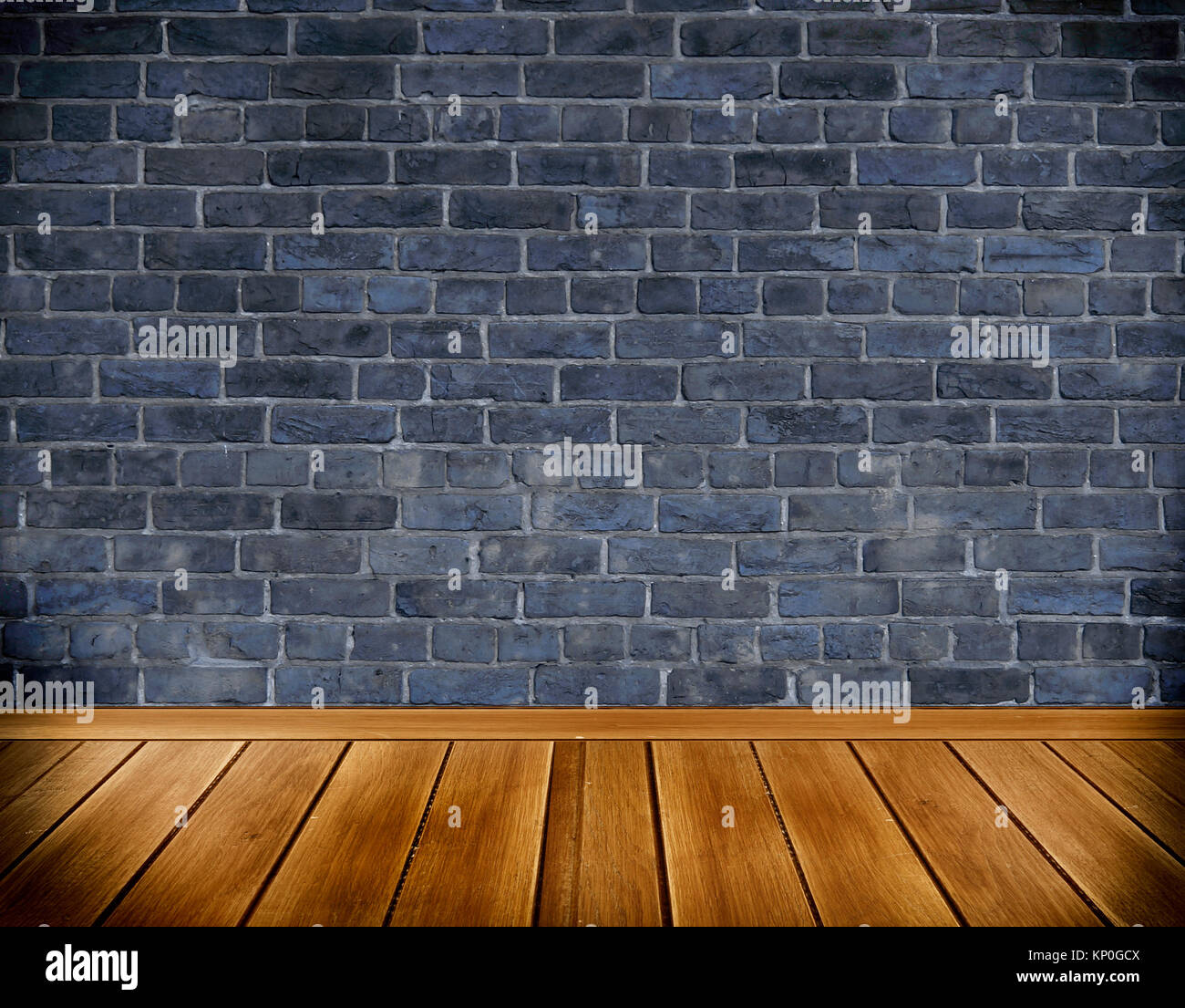 Dark grunge bricks wall and old wooden floor background Stock Photo - Alamy