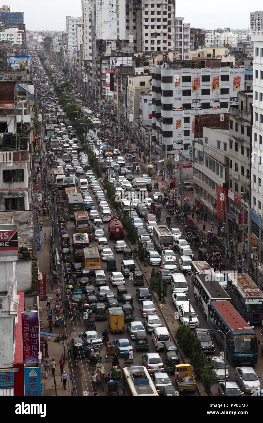 Dhaka, Bangladesh: Traffic jams have become intolerable in Dhaka. Some other major reasons are the total absence of a  rapid transit  system; the Stock Photo