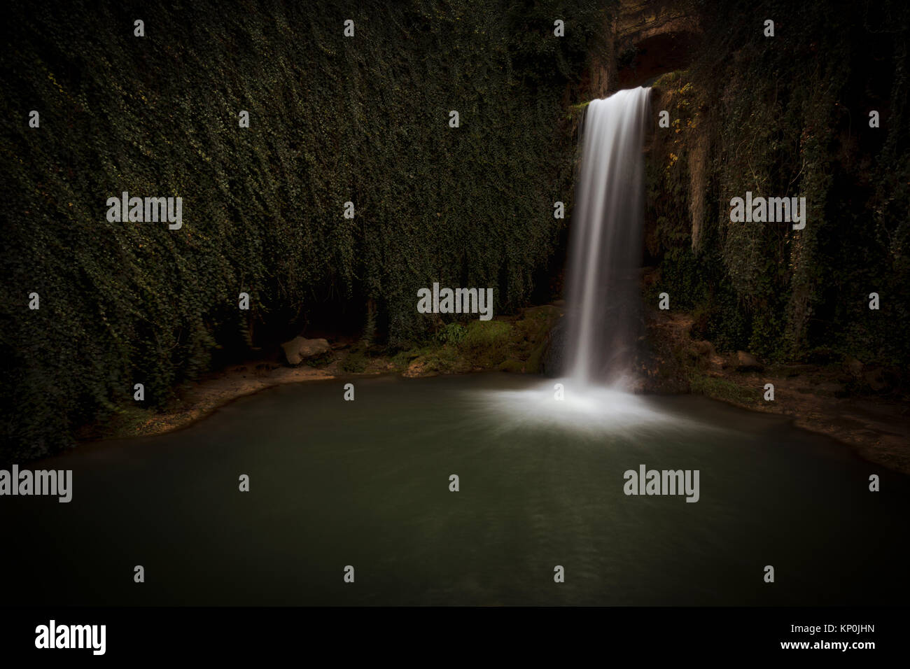 Water in motion at Tobera waterfall in Burgos Stock Photo