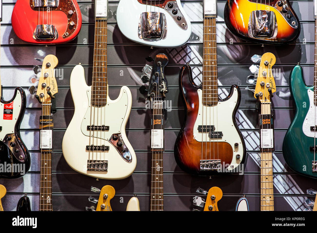 Collection of Electric Guitars Musical Instruments Stock Photo