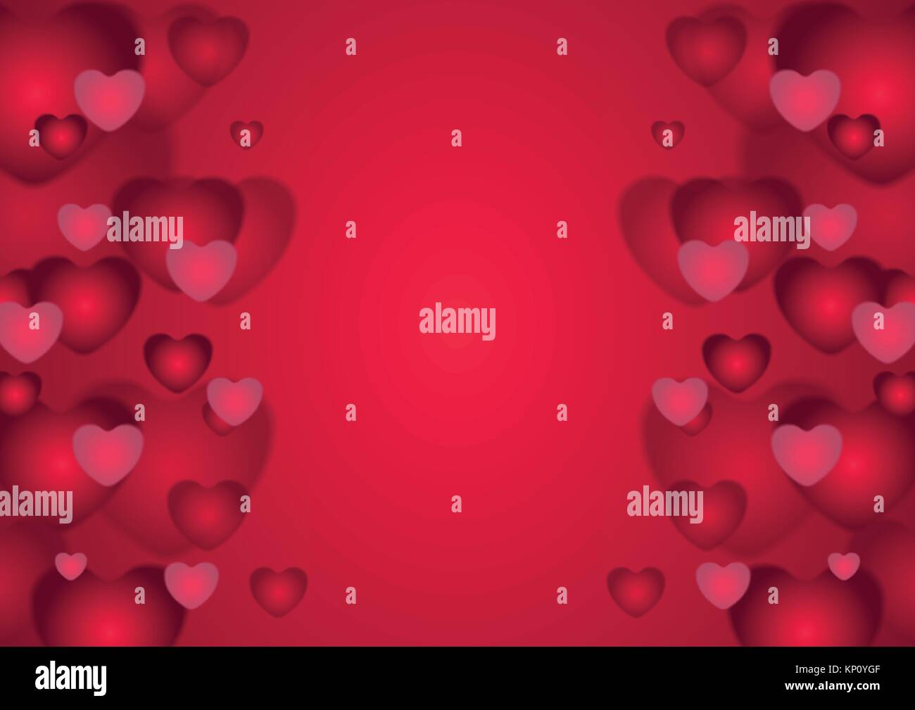 Abstract bright red Valentines Day hearts background. Love vector ...