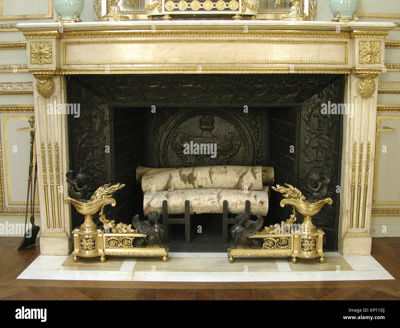 An 18th-century decorative chimneypiece, made of wood or stone, part of ...