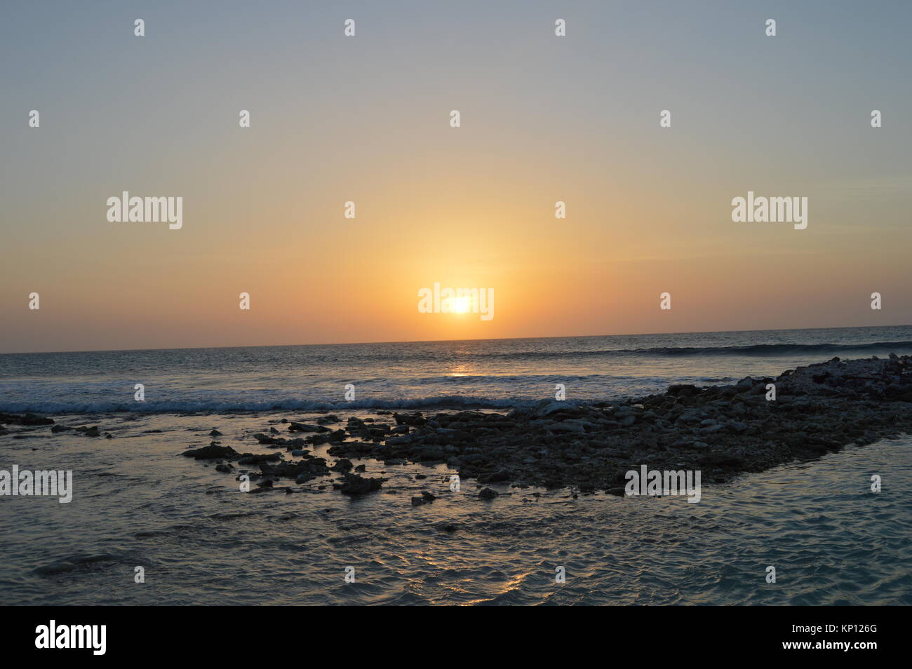 Sunset on the beach in turtle island. Venezuela Stock Photo