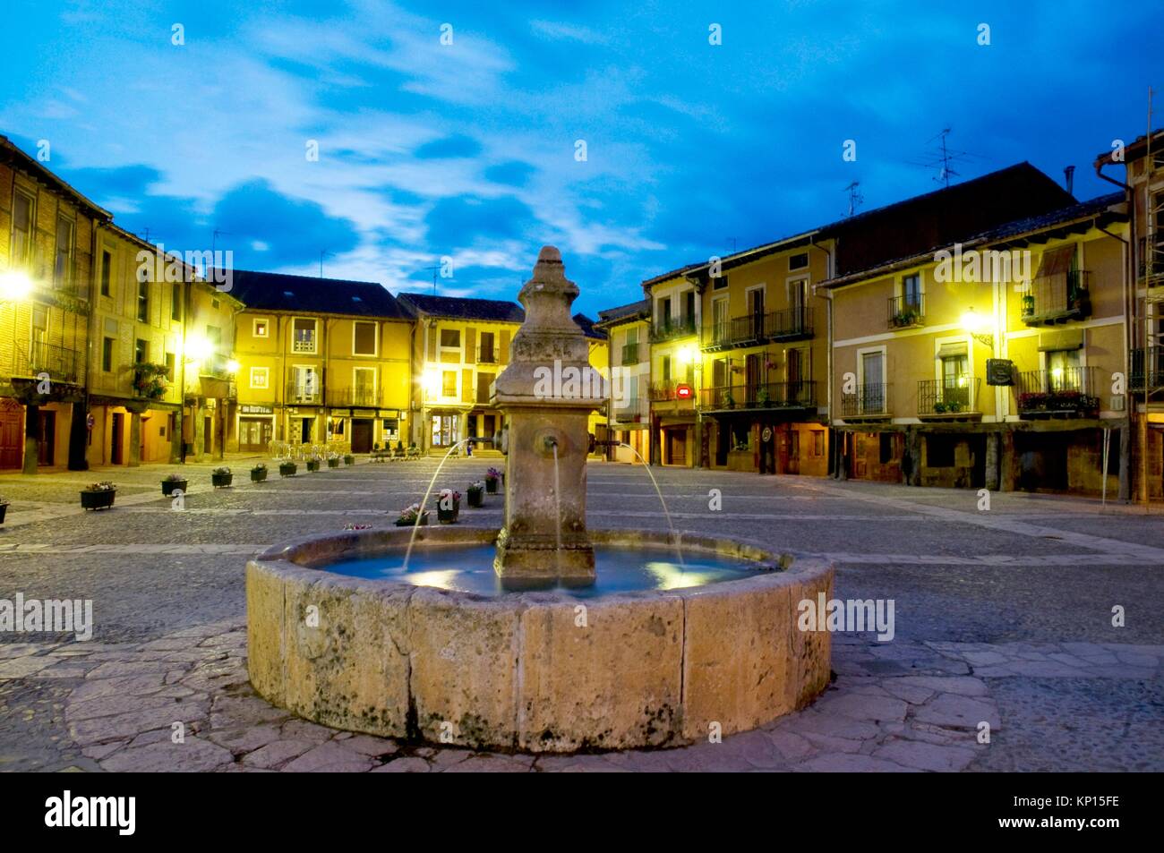 Main Square at night. Ayllon. Segovia province. Castile Leon. Spain. Stock Photo