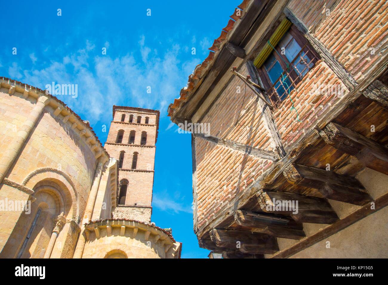 San Lorenzo church, view from below. San Lorenzo district, Segovia, Spain. Stock Photo