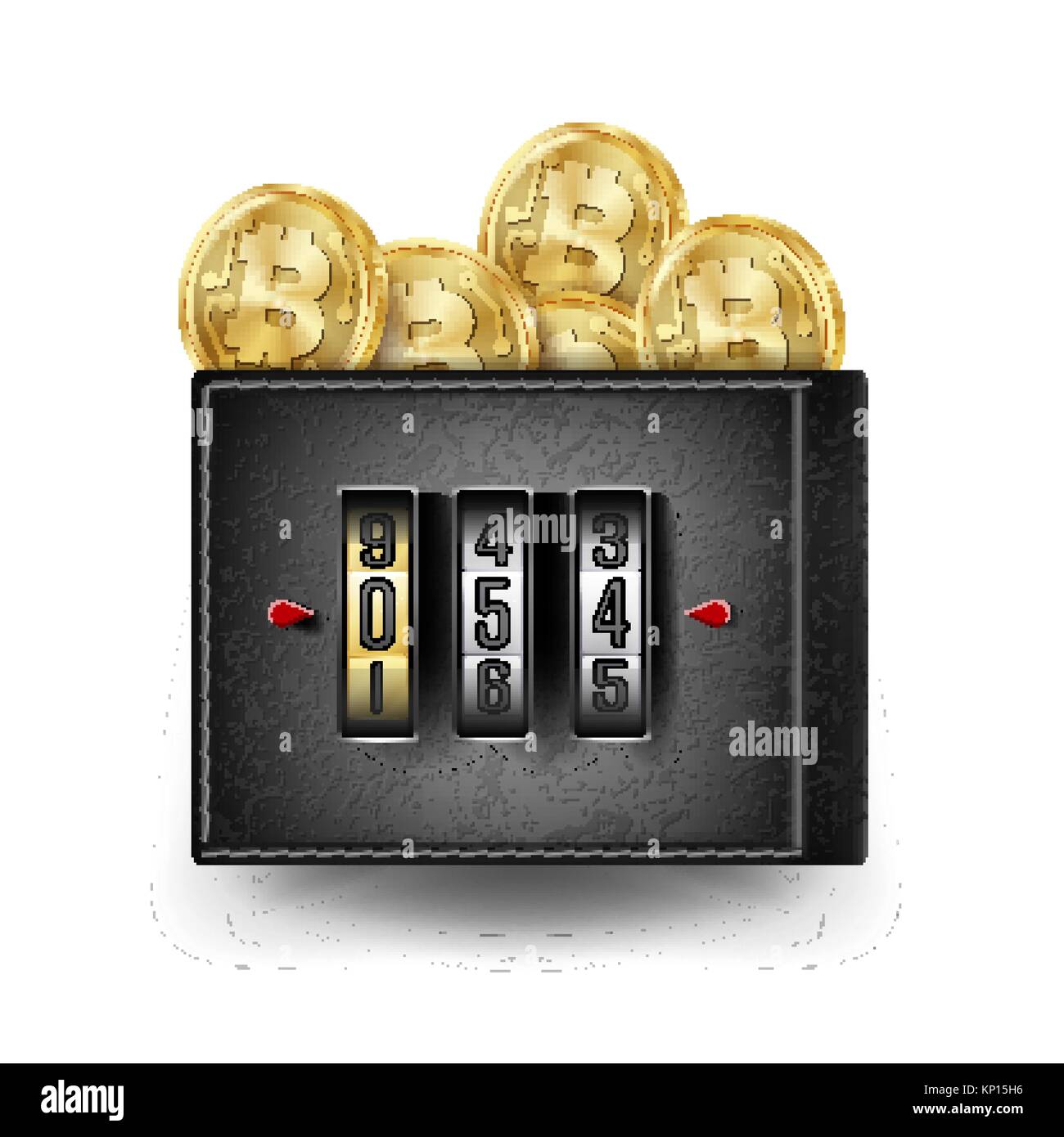 Realistic Bitcoin Wallet Vector. Locked With Padlock. Money. Top View.  Finance Secure Concept. Investment Concept. Futuristic Digital Money.  Isolated On White Background Illustration Stock Vector Image & Art - Alamy