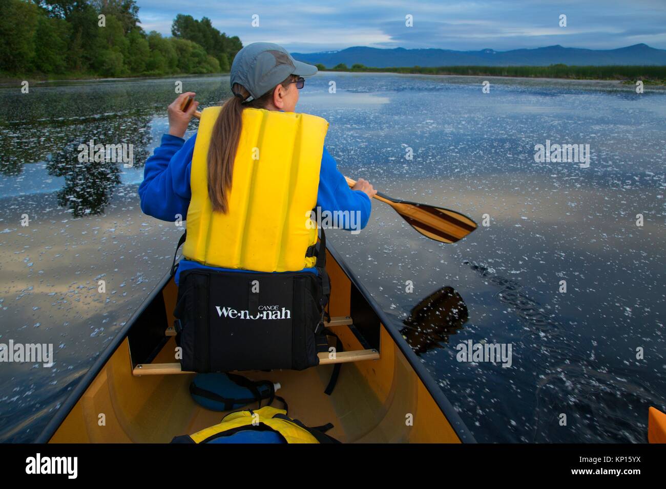 Canoeing, Wood River Wetland, Klamath Falls District Bureau of Land Management, Oregon. Stock Photo