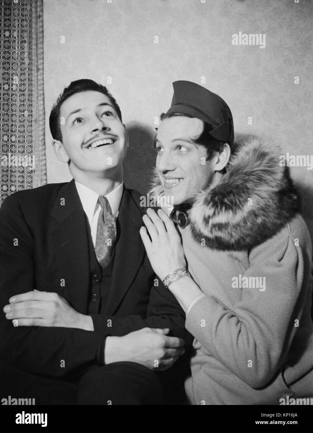 1937 Man in drag and Clack Gable lookalike amateur dramatics photoshoot Stock Photo