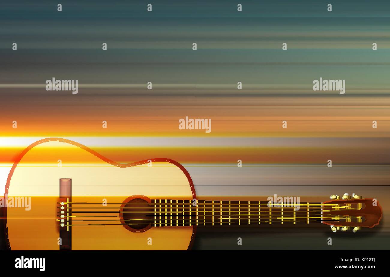 Abstract blur music background with acoustic guitar on gray Stock