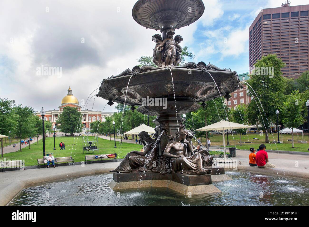 Fountain Boston Common garden Massachussets State House library Freedom