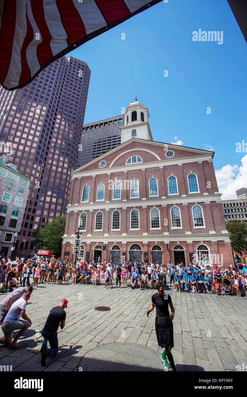 Faneuil Hall street performance audience public Freedom Trail Boston MA