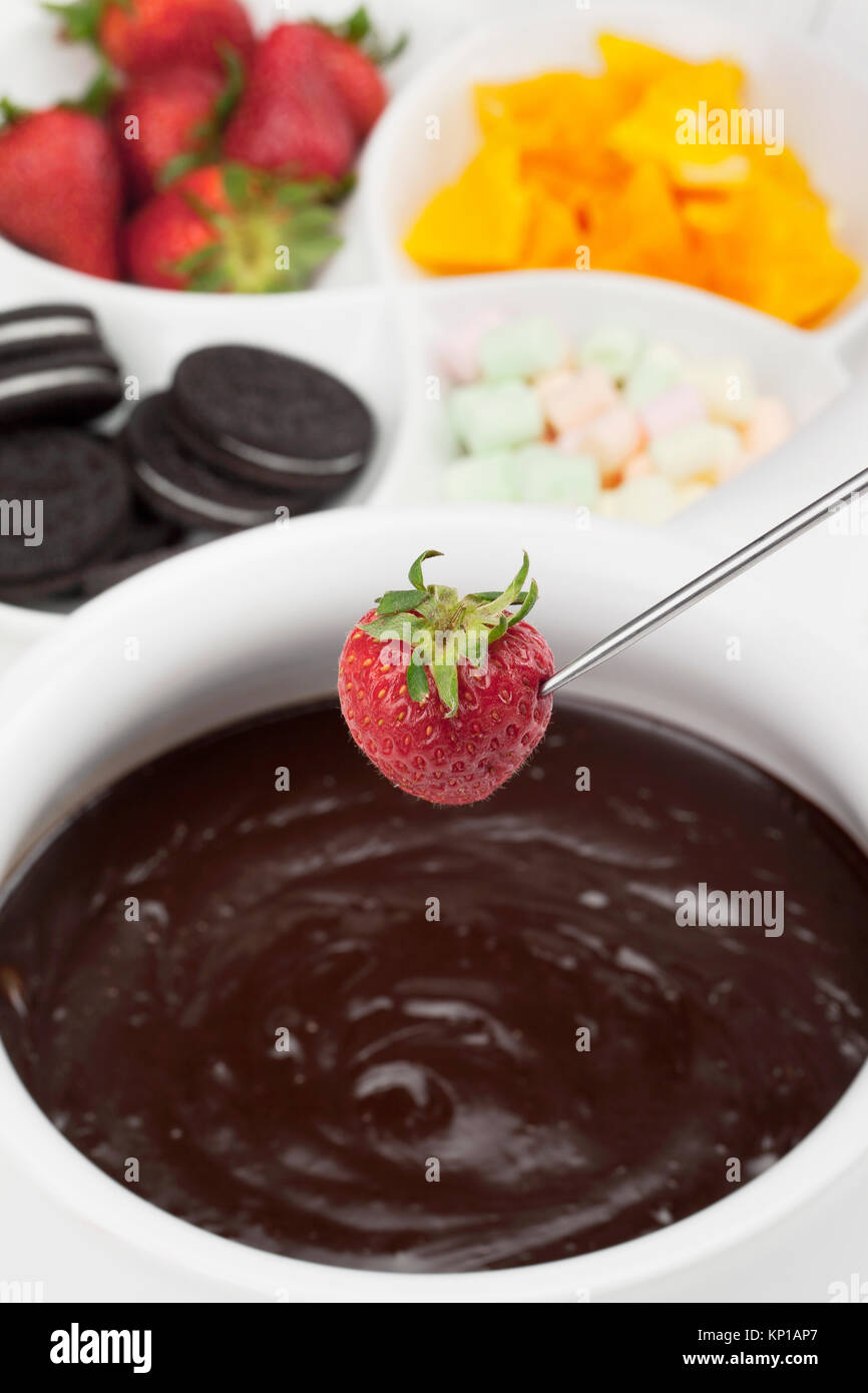 strawberry and melted chocolate Stock Photo Alamy