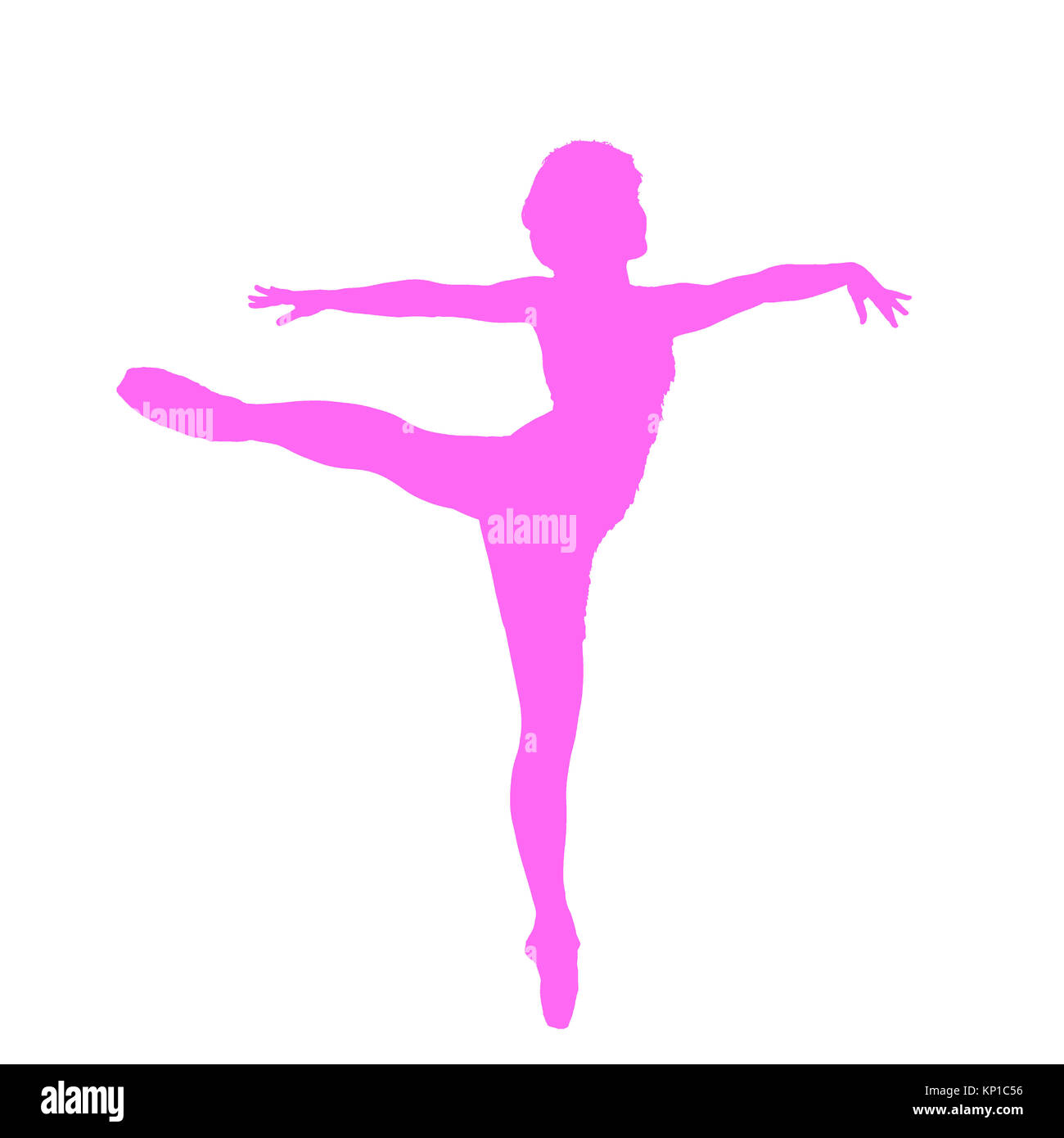 Silhouette of a female Ballet Dancer balances on her toes Stock Photo