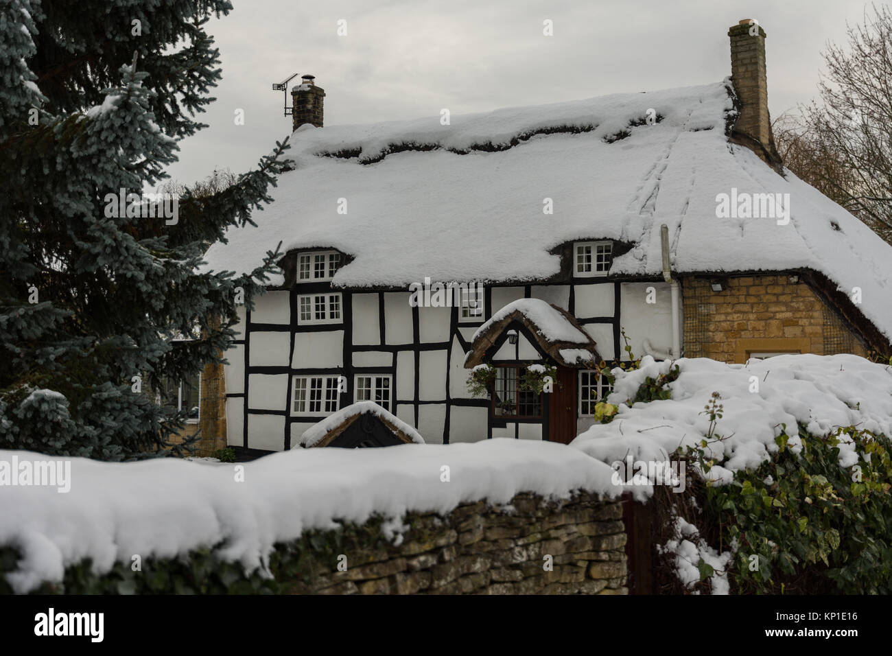 Cotswolds village traditional winter scenes Stock Photo