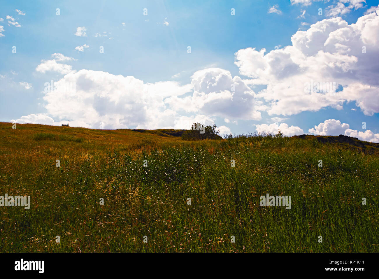 Summer landscape on the mountain against the sky and clouds Stock Photo