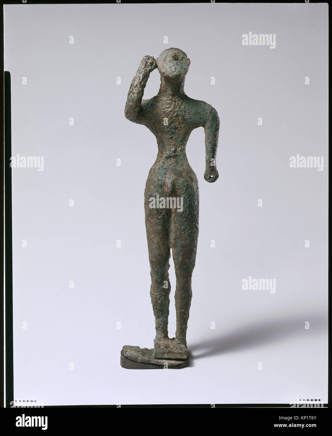 Bronze warrior MET GR1026 253512 Greek, Bronze warrior, second half of the 8th century B.C., Bronze, H. 6 7/8 in. (17.5 cm). The Metropolitan Museum of Art, New York. Fletcher Fund, 1936 (36.11.8) Stock Photo