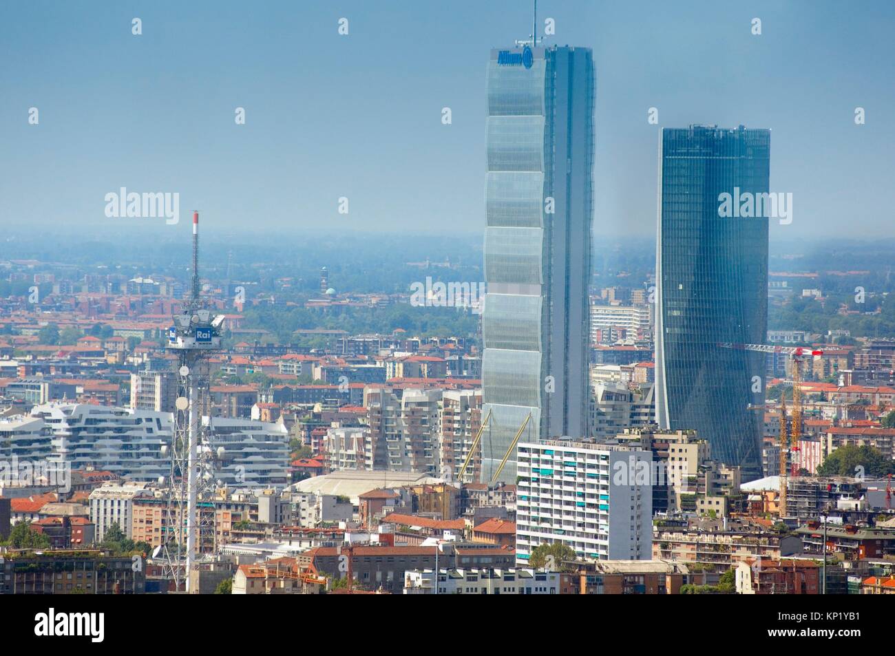 Italy, Lombardy, Milan, Skyline, Left Allianz Tower Called Il Dritto ...