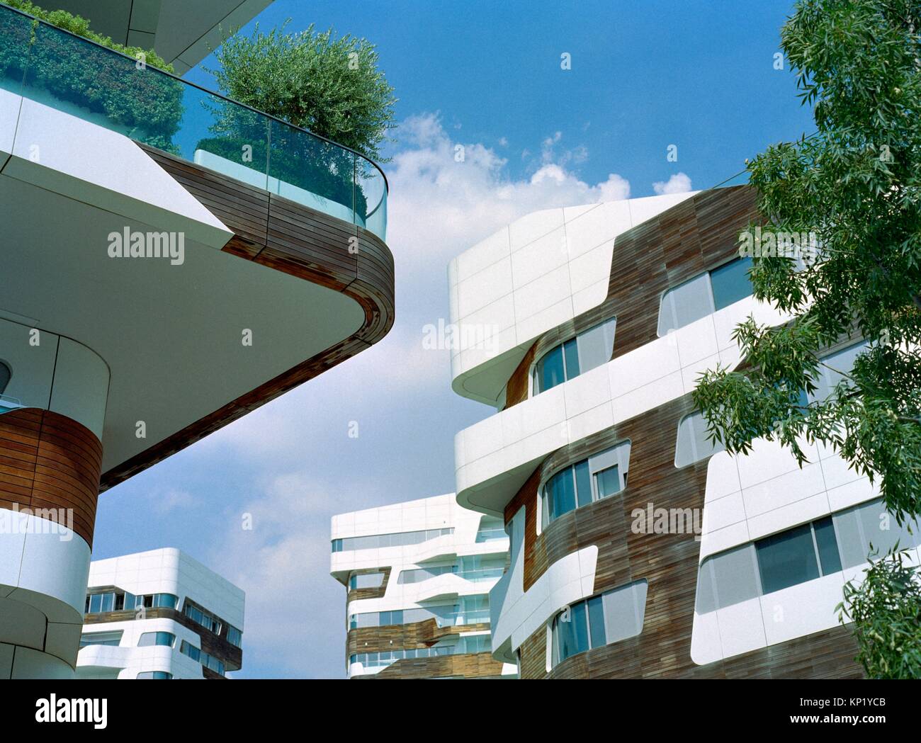 Italy, Lombardy, Milan, CityLife, Zaha Hadid Residences. Stock Photo
