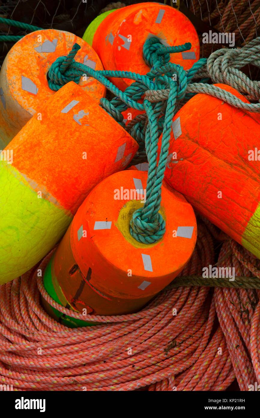 Crab pot floats, Port of Newport, Newport, Oregon Stock Photo Alamy