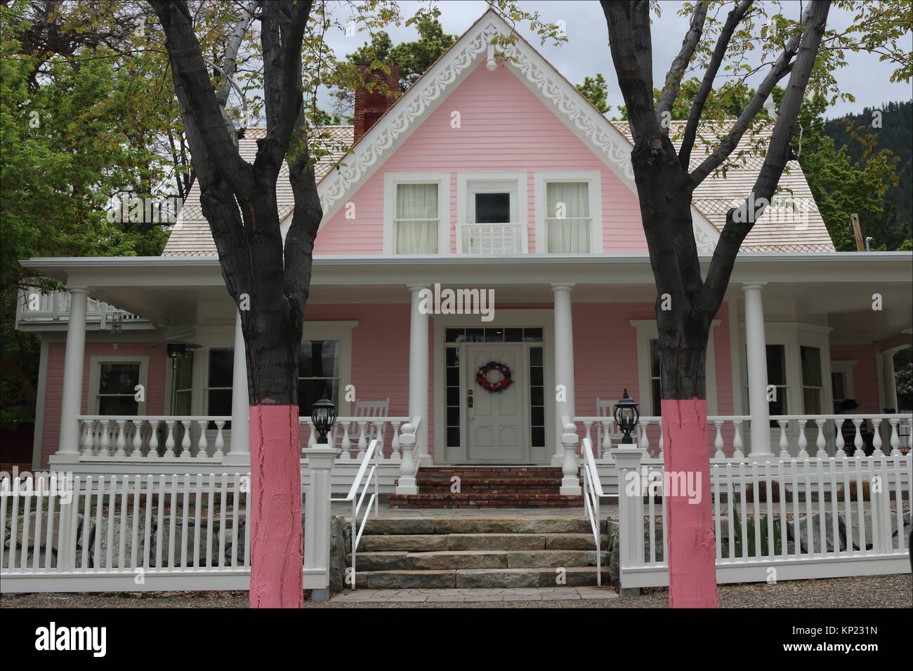 A pretty pink house can be found in Genoa, Nevada. USA Stock Photo Alamy