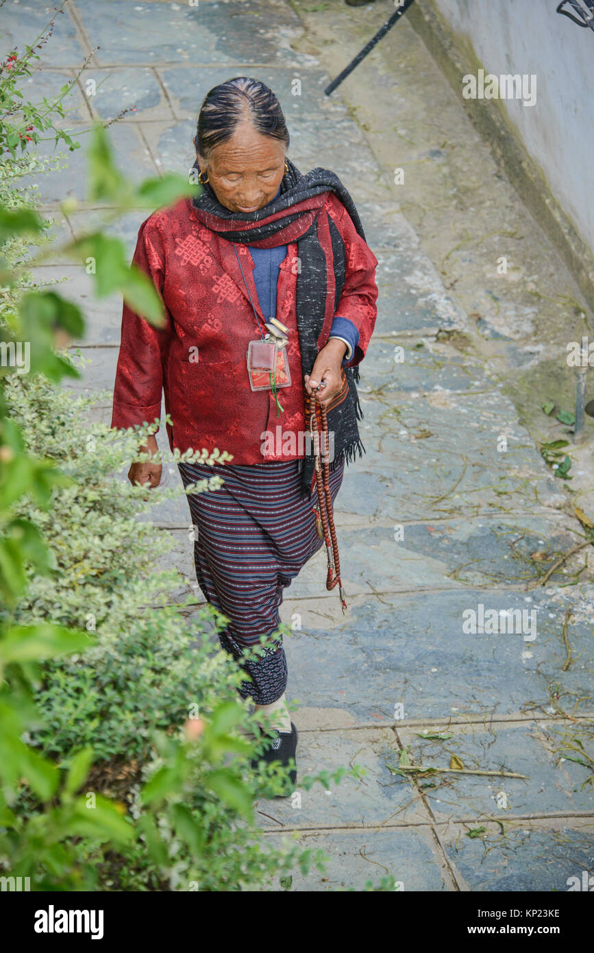 Pilgrim walking around Boudhanath, Kathmandu, Nepal, Asia Stock Photo