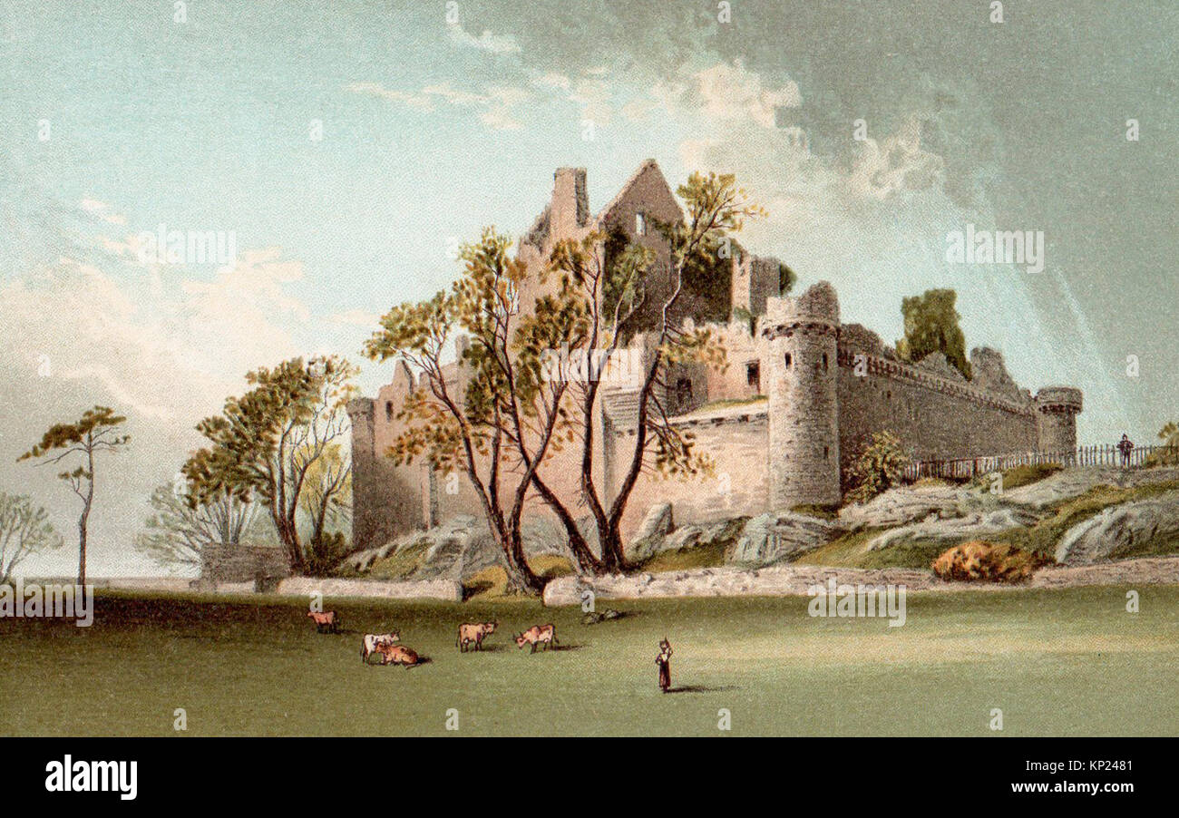 Craigmillar Castle near Edinburgh, Victorian illustration Stock Photo