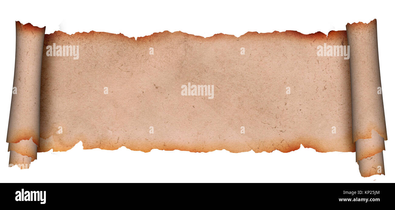 Medieval parchment on a white background. Old paper texture Stock Photo