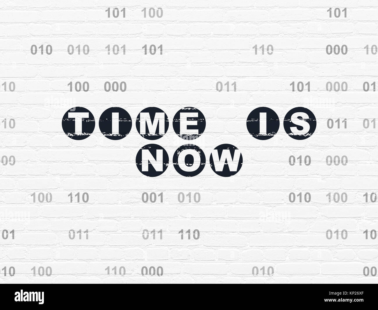 Time concept Time is Now on wall background Stock Photo Alamy