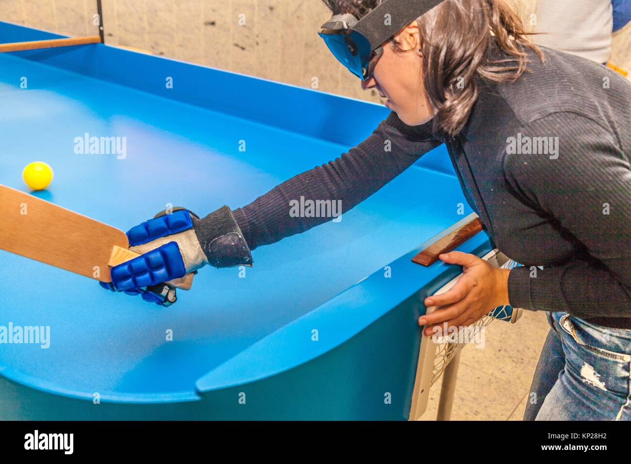 Blind people playing showdown game Stock Photo - Alamy