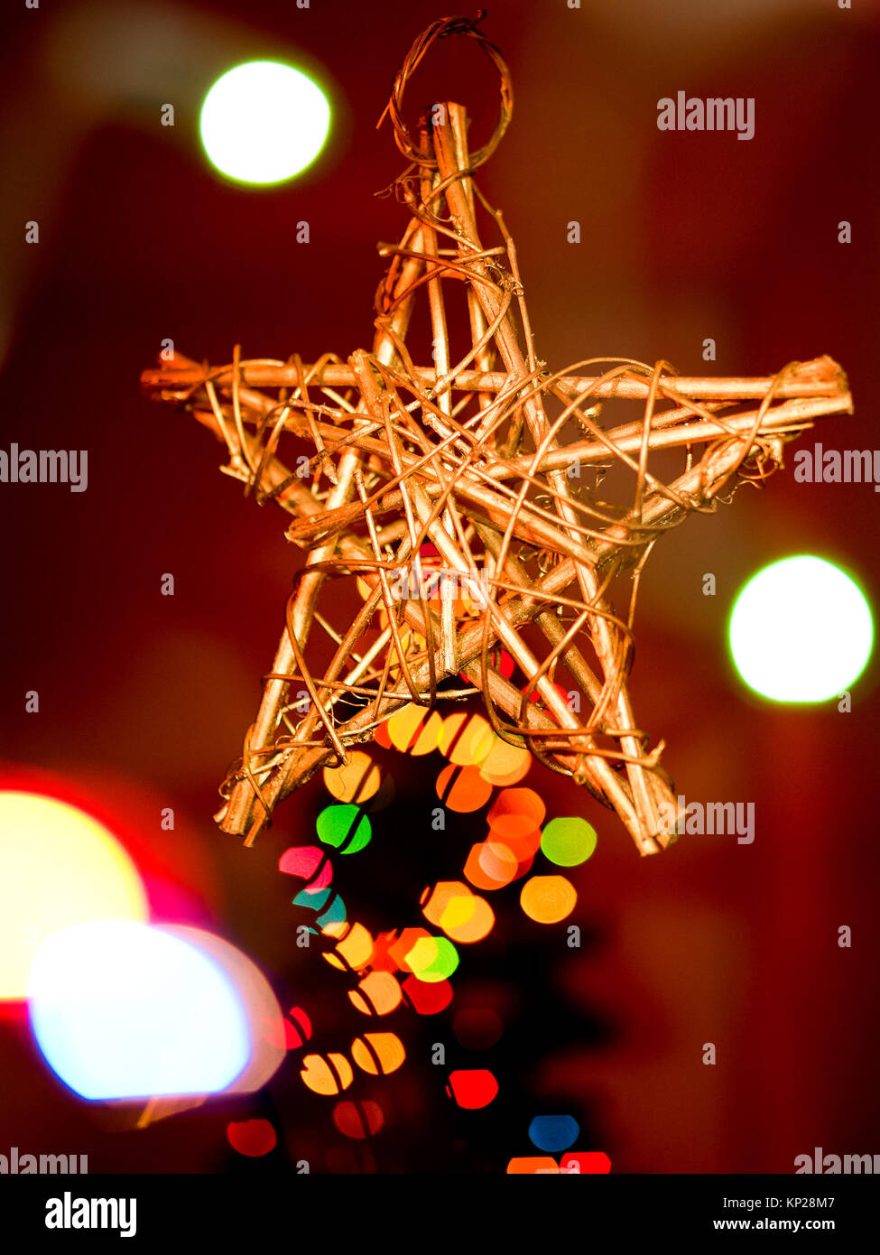 Christmas star with magic bokeh background Stock Photo - Alamy