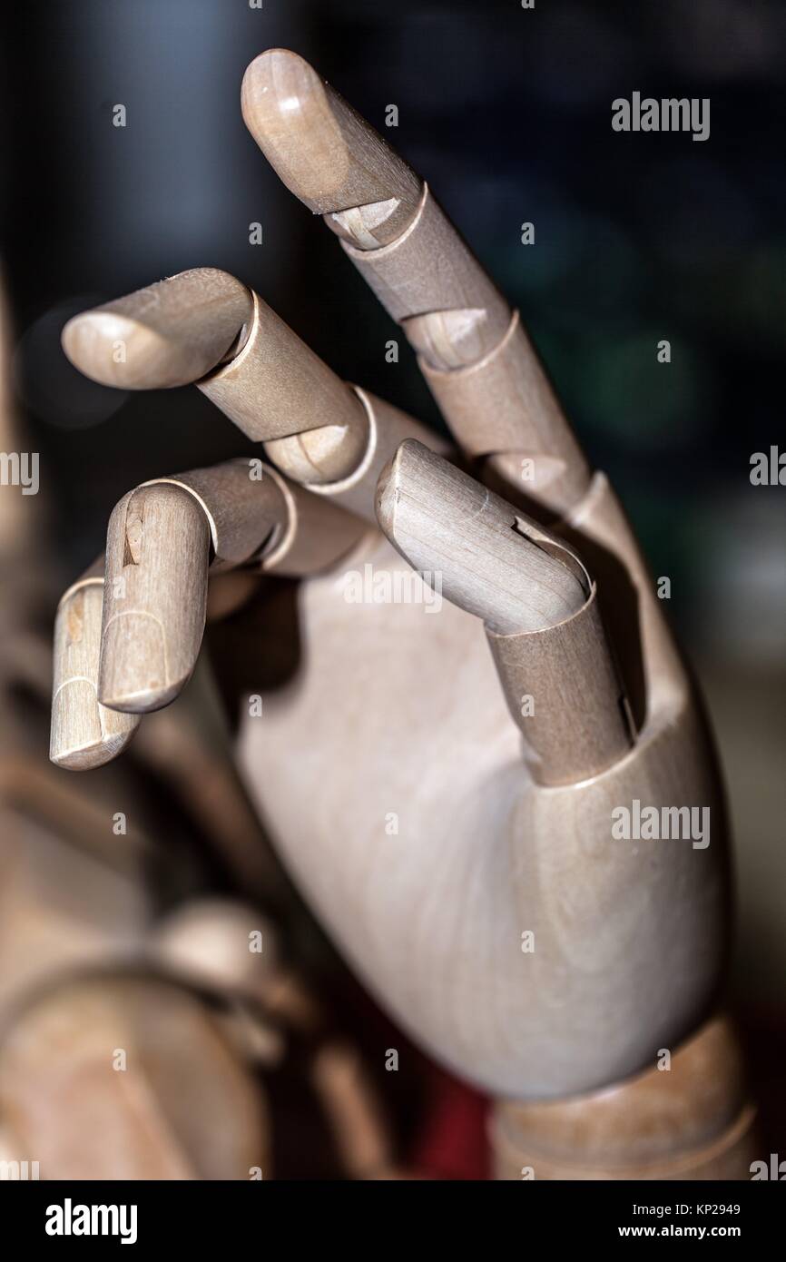 wooden articulated right hand Stock Photo Alamy