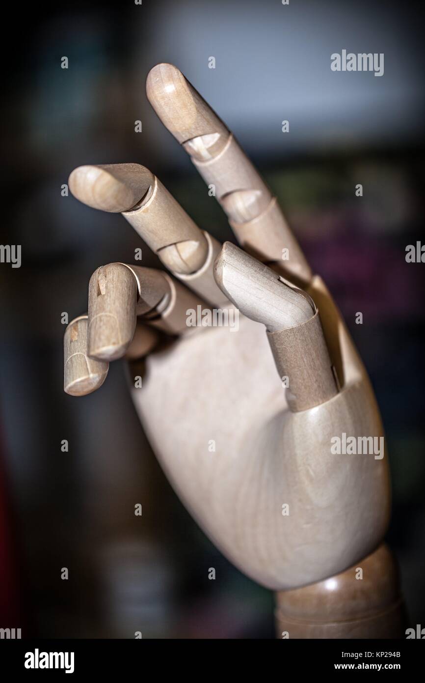 wooden articulated right hand Stock Photo Alamy