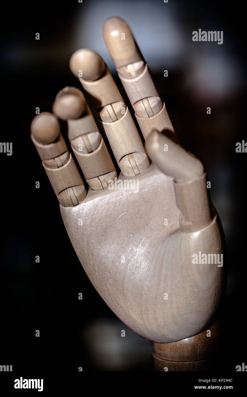wooden articulated right hand Stock Photo Alamy