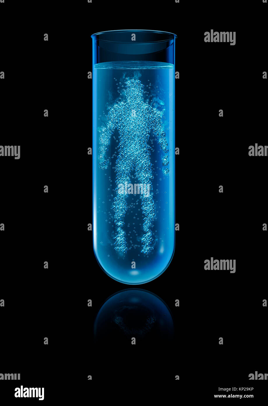 Test tube human / 3D illustration of human figure forming from bubbles
