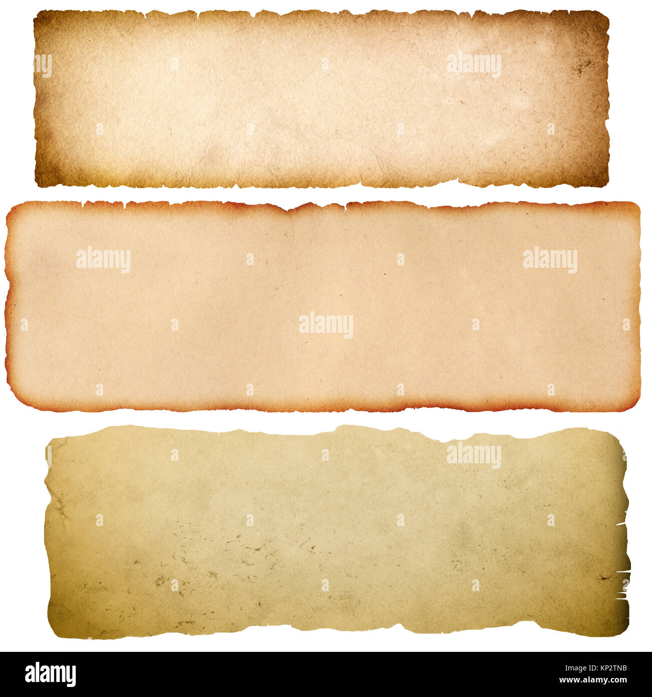 Old parchment set. Natural grunge paper texture. Stock Photo