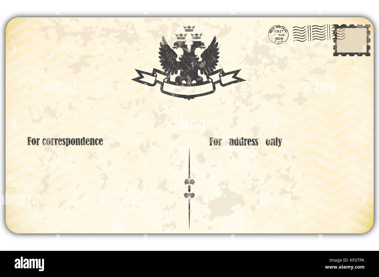 Old postcard with vintage elements and stamp.Old-fashioned postcard ...