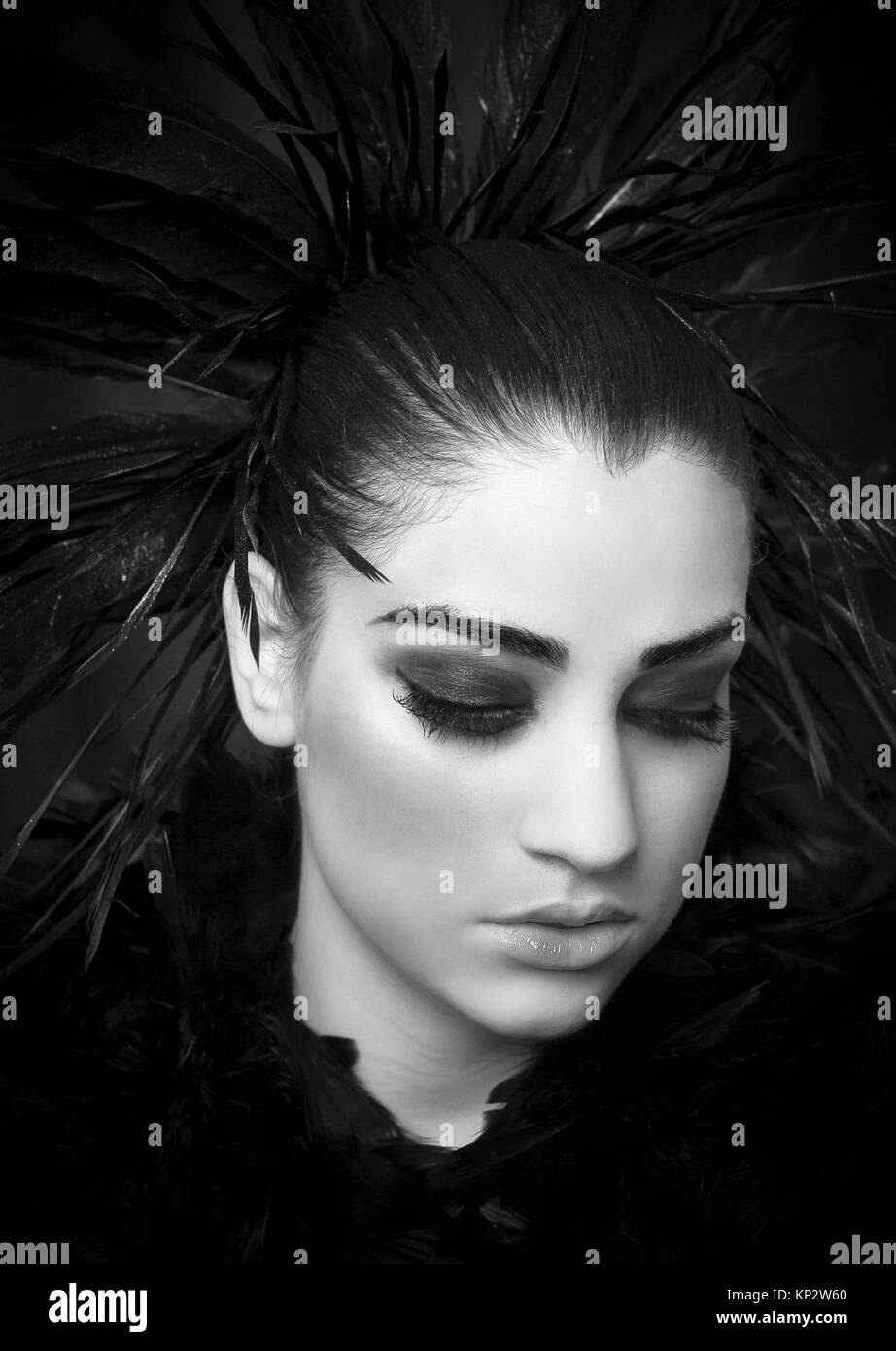 Woman head and shoulders Black and White Stock Photos & Images - Alamy