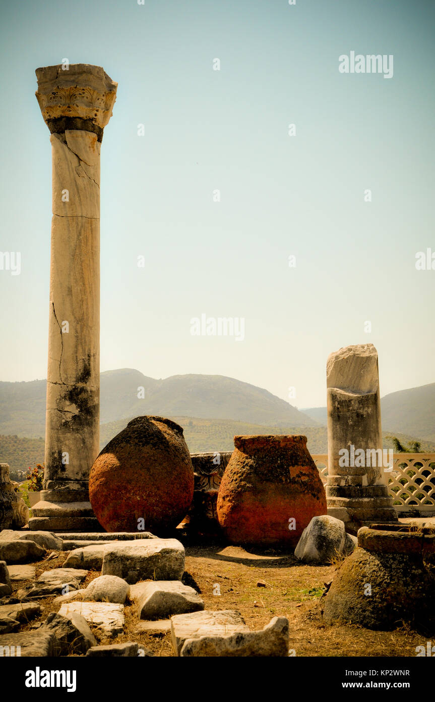 Column and Jars in Ephesus Stock Photo - Alamy