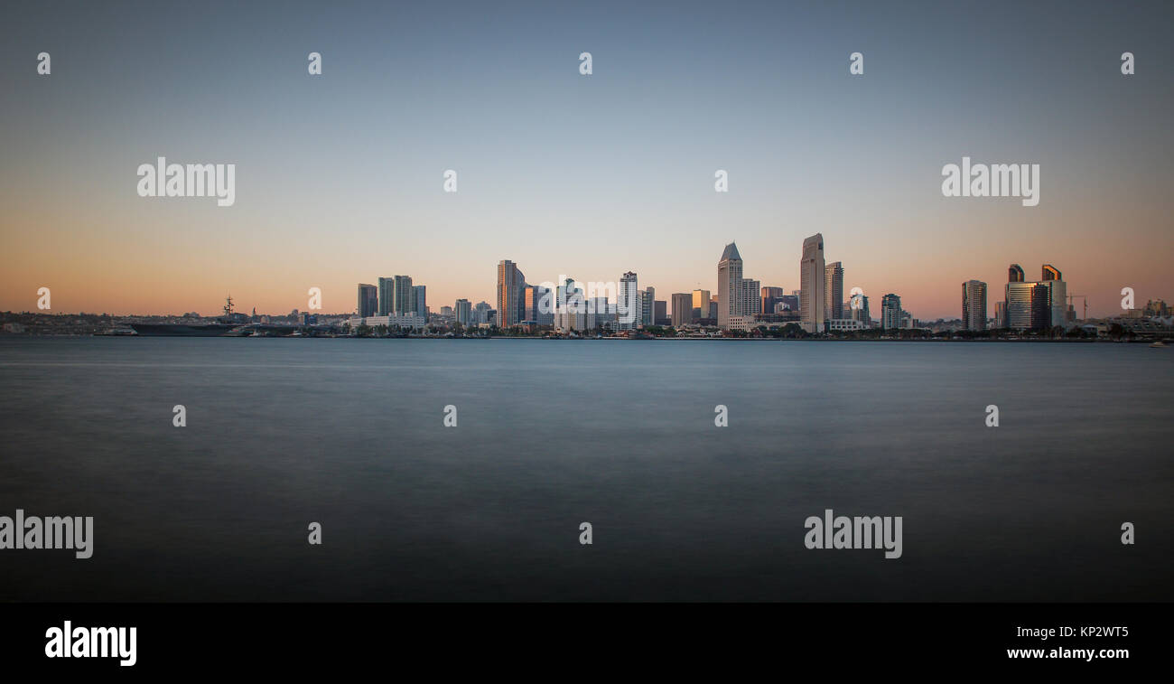 Skyline from San Diego at evening Stock Photo