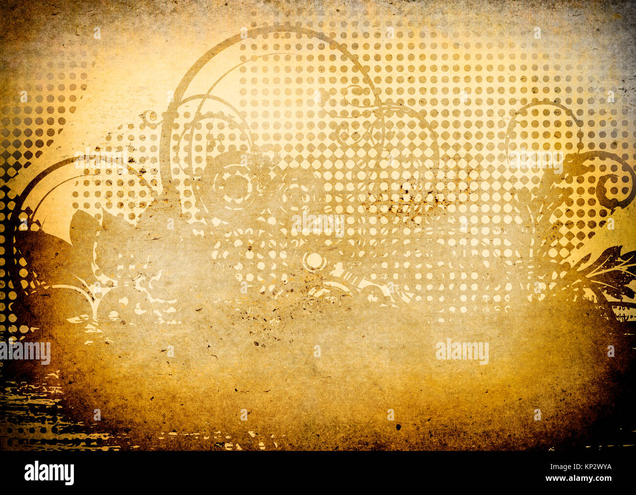 Grunge old paper with abstract floral patterns Stock Photo - Alamy