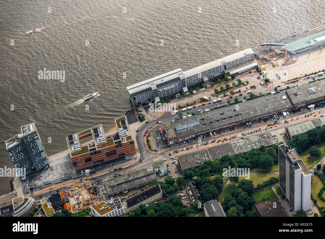 Aerial view from the fish market of Hamburg Stock Photo Alamy