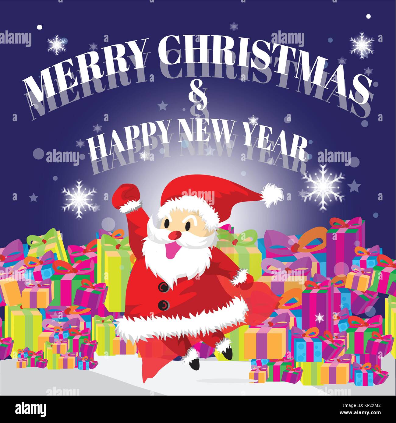 Santa Fly And Merry Christmas Dark Blues Background Best