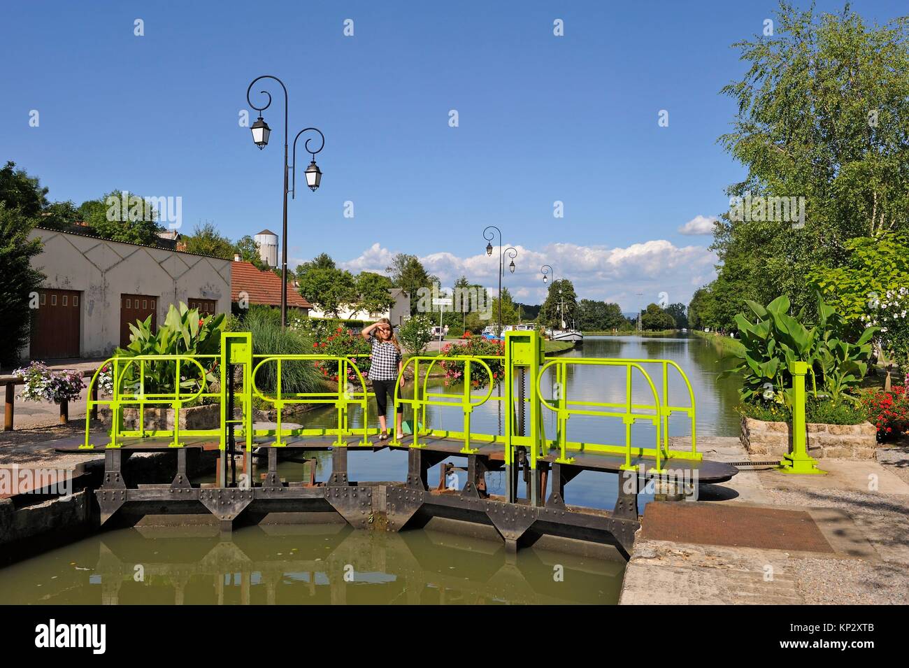lock on Canal du Nivernais at Cercy-la-Tour, Nievre department, Bourgogne-Franche-Comte region, France, Europe. Stock Photo