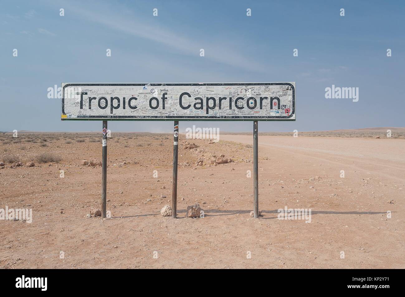 Signpost of Tropic of Capricorn. Namibia. Africa Stock Photo