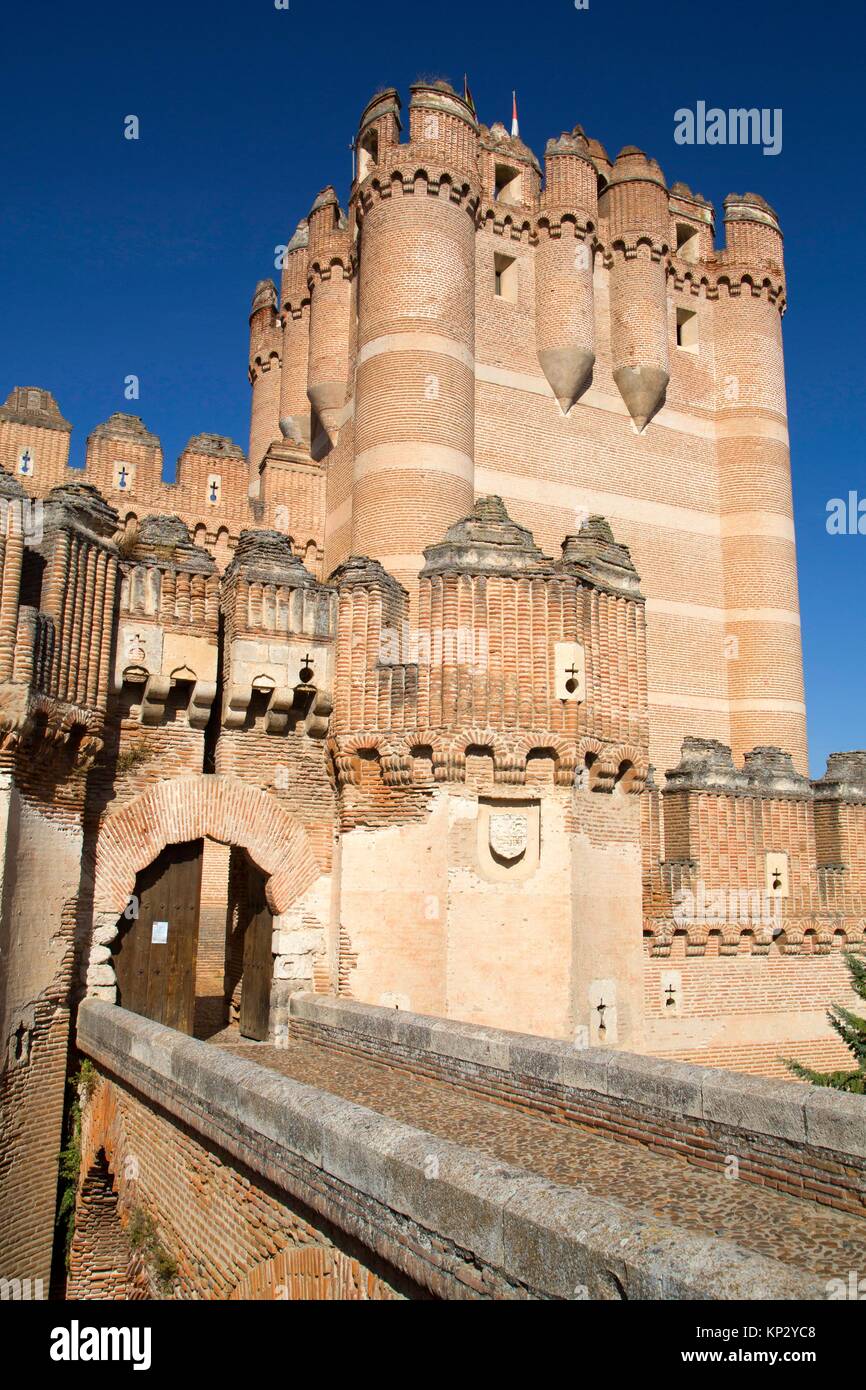 Castle of Coca, built 15th Century, Coca, Segovia, Spain Stock Photo