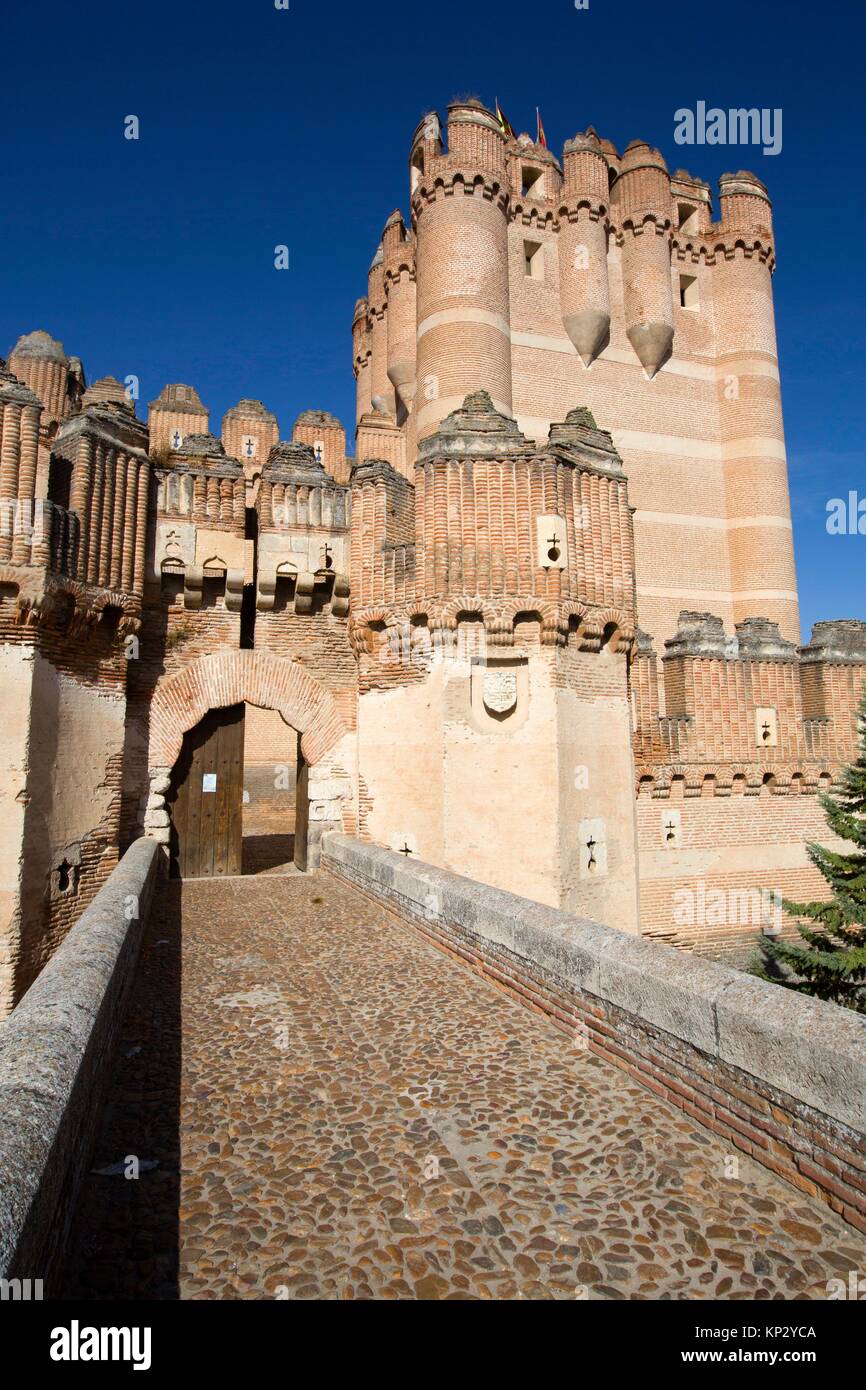 Castle of Coca, built 15th Century, Coca, Segovia, Spain Stock Photo
