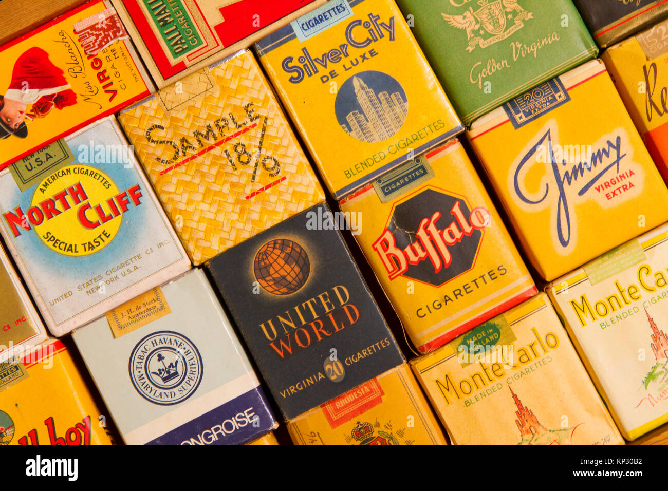 Old 'romantic' Cigarettes packages of the last century Stock Photo